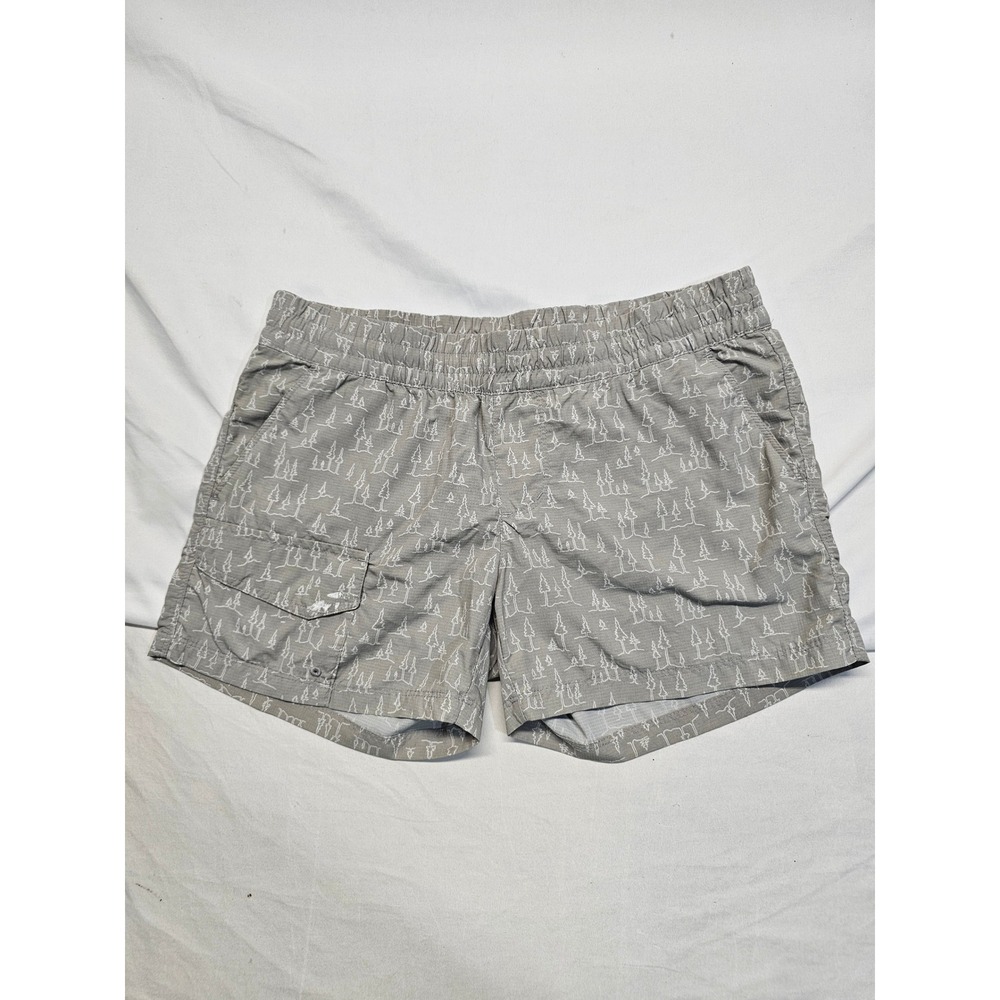 Columbia Womens Gray Pine Tree Print Nylon Ripstop Hiking Shorts Size Medium 4in